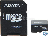 Adata Geunine 64GB Micro SD Class-10 Memory Card With Adapte