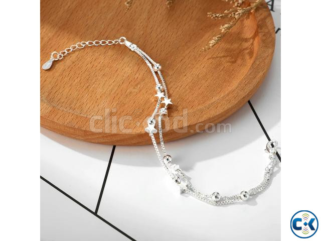 Silver Double Layers Stars Beads Bracelets For Women large image 2