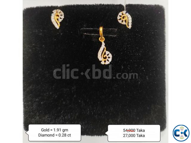 Diamond With Gold Pendent set | ClickBD large image 0