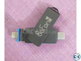 BoFon 256GB 3in1 USB Type C Lightning Flash Drive Black.