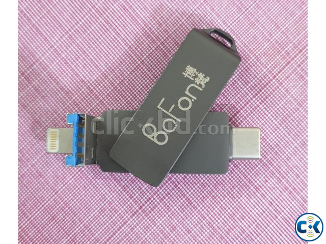 BoFon 256GB 3in1 USB Type C Lightning Flash Drive Black. | ClickBD large image 0