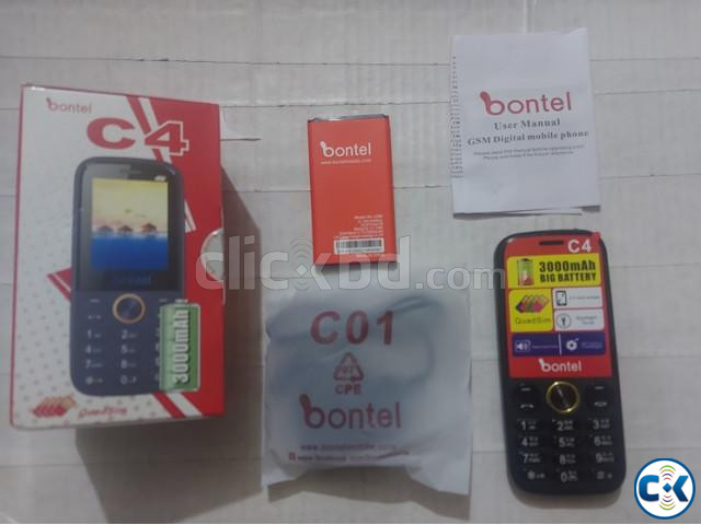 Bontel C4 Mobile Phone 3000mAh Battery Four Sim | ClickBD large image 1