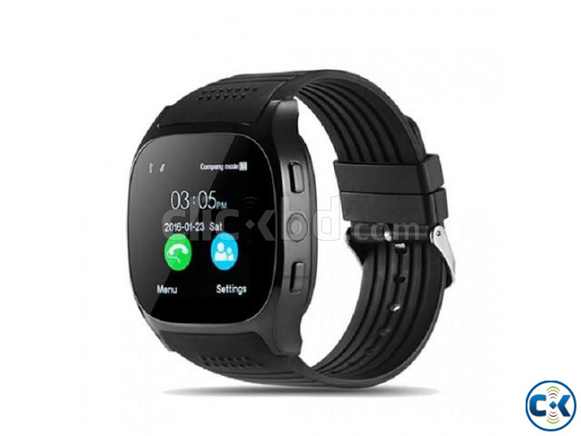T8 Smart Mobile Watch Full Touch Single sim Camera - Black | ClickBD large image 0