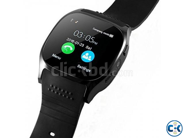 T8 Smart Mobile Watch Full Touch Single sim Camera - Black | ClickBD large image 1