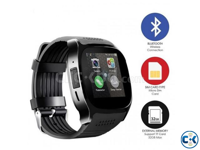 T8 Smart Mobile Watch Full Touch Single sim Camera - Black | ClickBD large image 4