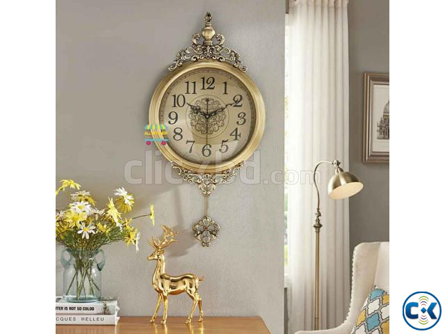European Style Pendulum Metal Wall Clock | ClickBD large image 0