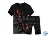 Black Printed Summer Combo T-Shirt Pant for Men