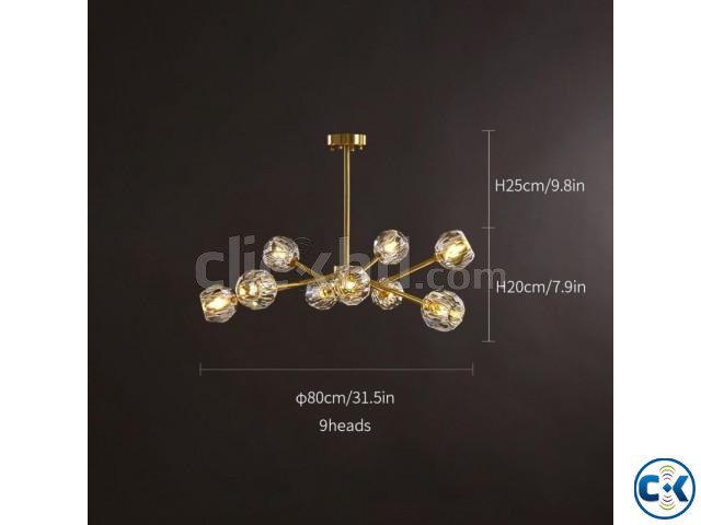 Nordic LED Chandelier Black Gold Glass Ball Lustre Ceiling H | ClickBD large image 1