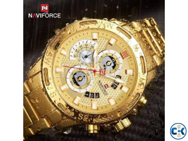 NAVIFORCE Golden Stainless Steel Chronograph Watch For Men - | ClickBD large image 2