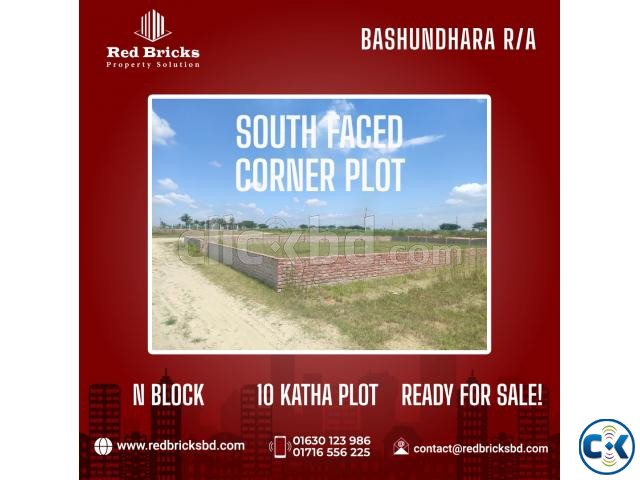 10 Katha South Faced Corner plot sale in N Block Bashundhara | ClickBD large image 0