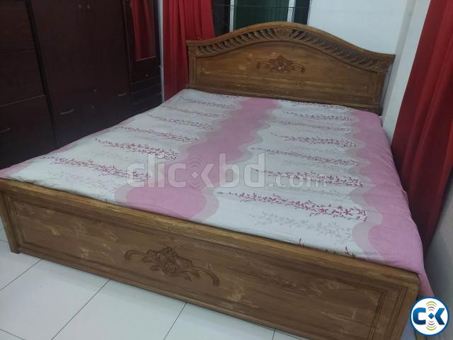 King size bed- kathal wood- with jajim mattress large image 0