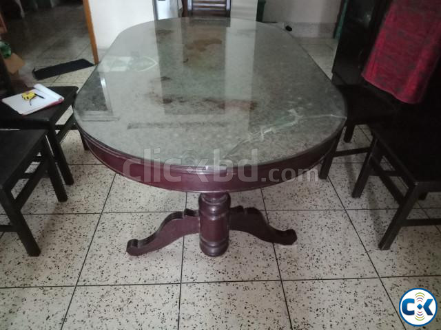 Dining Table with 6mm Tempered Glass without chair | ClickBD large image 0