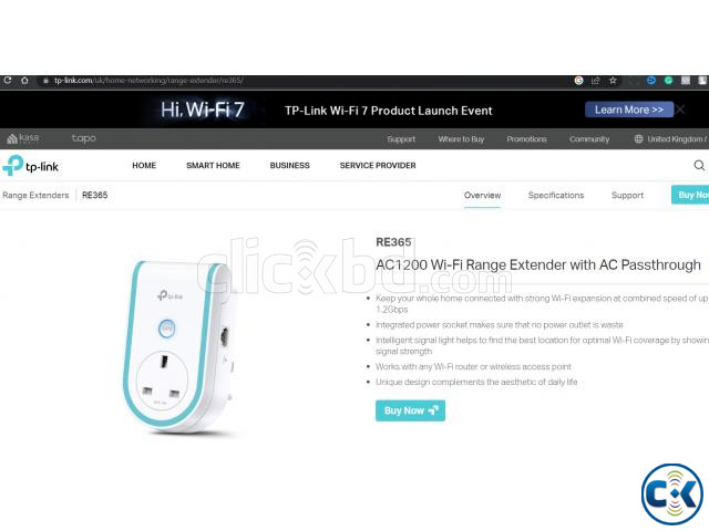 RE365 AC1200 Wi-Fi Range Extender with AC Passthrough | ClickBD large image 1