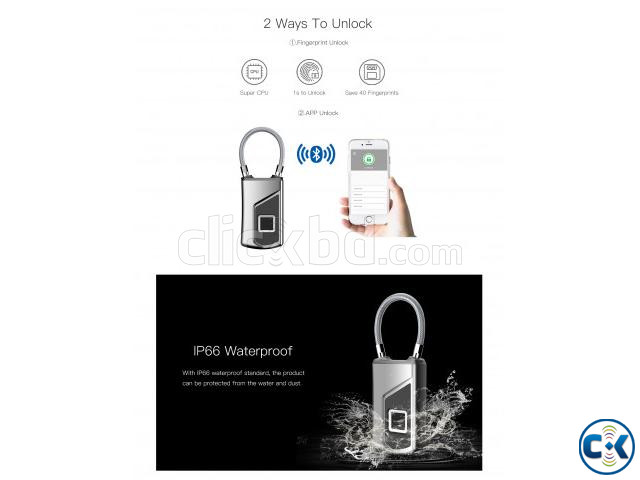 Finger Print Bag lock Anytek L1 Bluetooth Option Waterproof | ClickBD large image 1