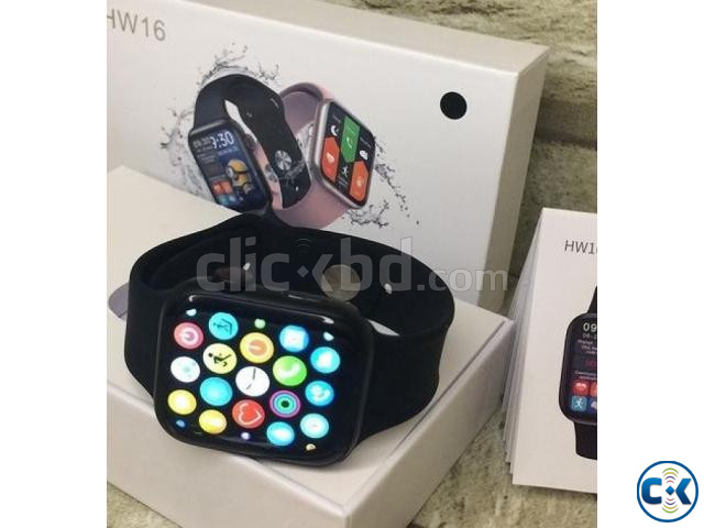 HW16 Smart watch Bluetooth Calling Fitness Tracker - Black | ClickBD large image 1