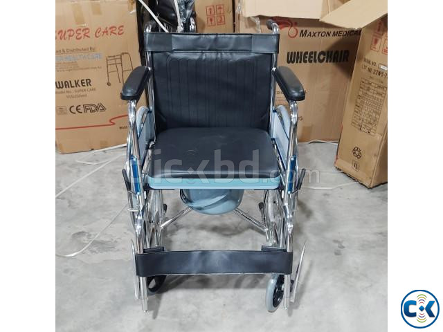 Folding Wheelchair with Commode Commode System Wheelchair | ClickBD large image 1