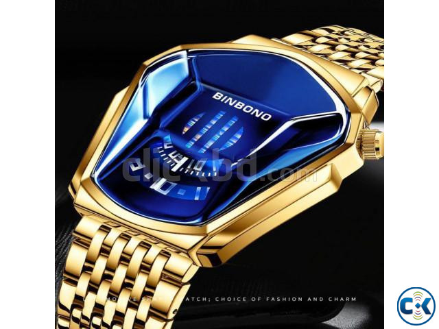 BINBOND Fashion Men Watch Golden Geometric Shape Cool Dial | ClickBD large image 2