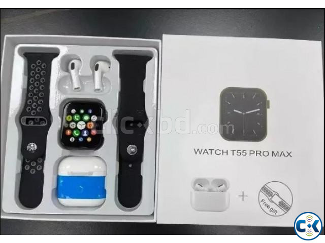 T55 Pro Max Smart Watch with Earbud | ClickBD large image 2