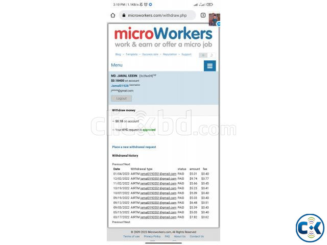 Want to sell a verified and kyc Approved microworkers accoun | ClickBD large image 0