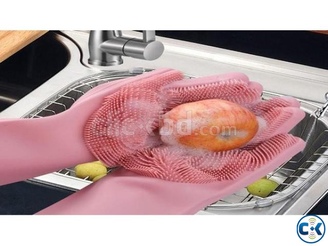 silicone cleaning gloves with wash 2pair | ClickBD large image 2