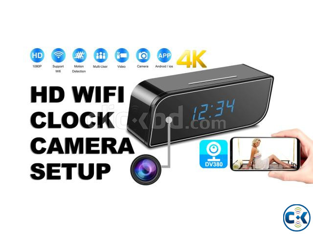 4K Live Wifi IP Camera Digital Clock Night Vision IP Camera | ClickBD large image 3