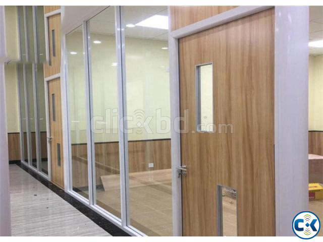 Demountable Soundproof Office Partition Double Glass Fixed | ClickBD large image 1