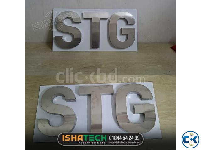 SS Hairline Finish. 3D SS letter Office Signboard. large image 3