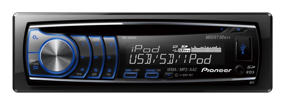 Pioneer 6350sd cd-player with usb microsd aux more large image 0