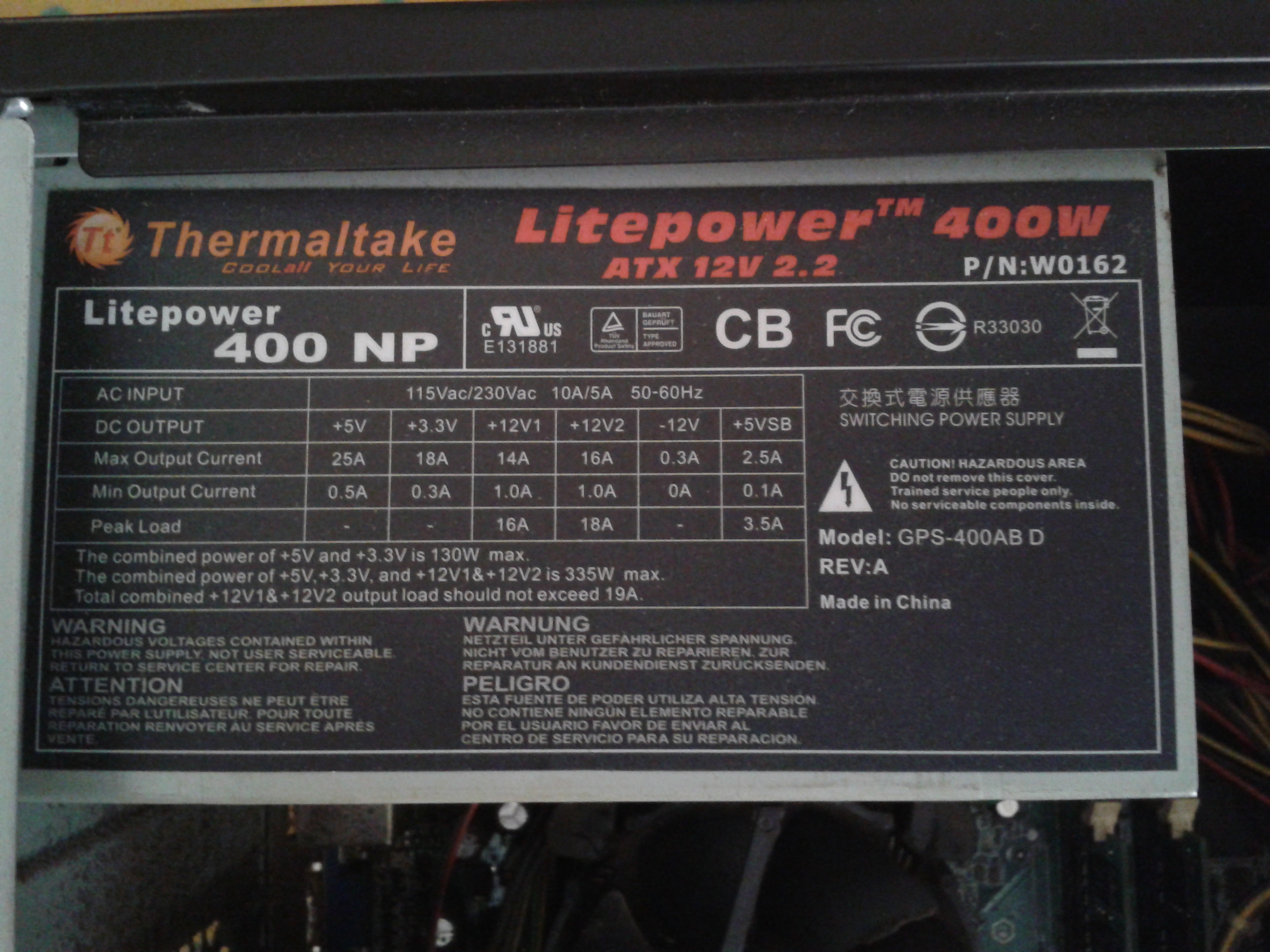 Thermaltake Litepower 400w Power supply large image 0