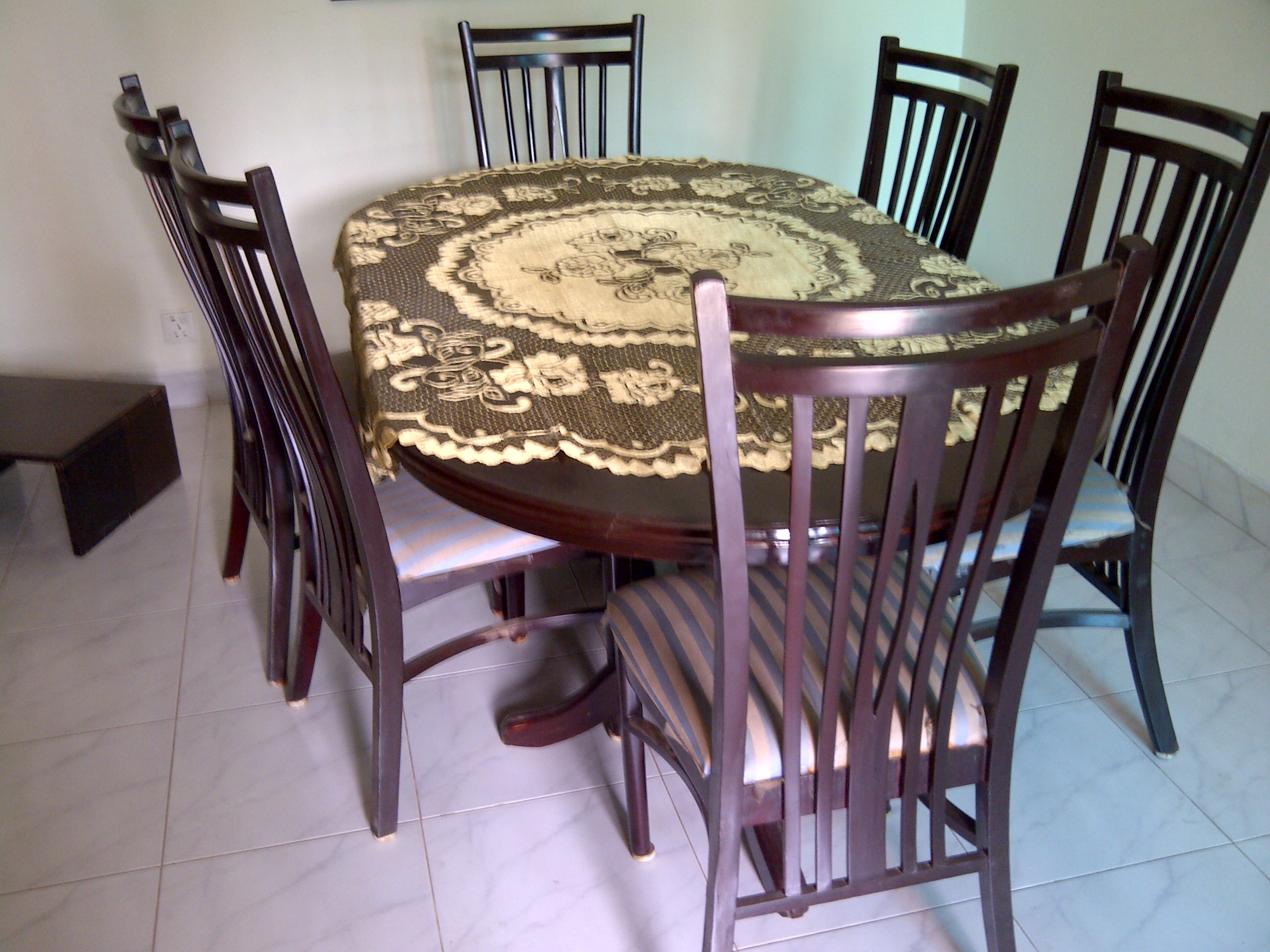 Solid Wooden Dining Table with 6 Chairs large image 0