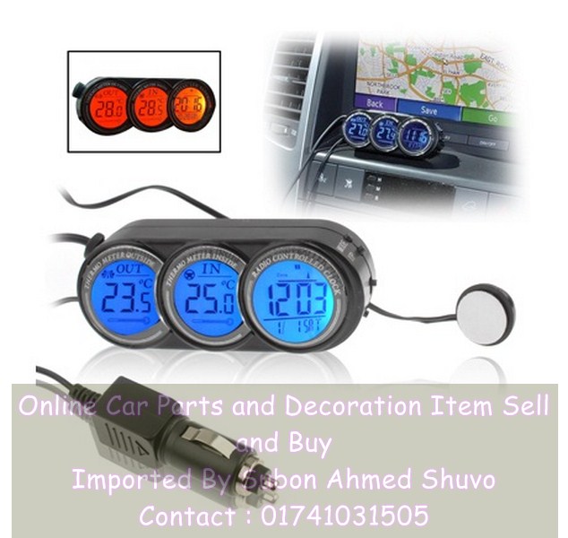 LCD Screen Car Digital Thermometer Clock Calendar large image 0