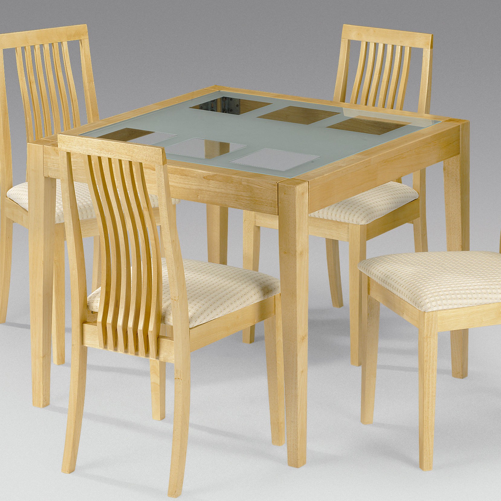 Wooden glass top 4 chair dining table | ClickBD