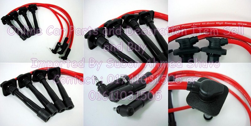 SPORTS RED PLUG WIRES SET FOR TOYOTA COROLLA CELICA MAZDA large image 0