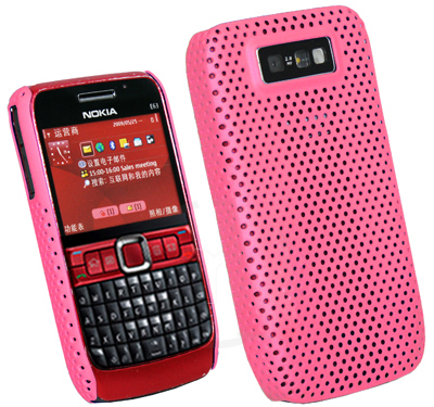 Stylish Mesh Hard Case Cover For Nokia E63 Pink large image 0